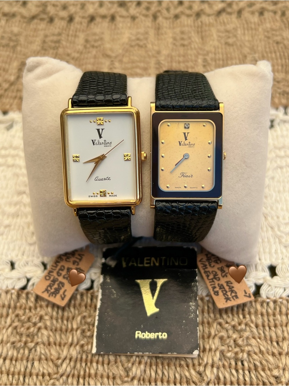 Rare Vintage 80’s Valentino Black and Gold Rectangular Watch